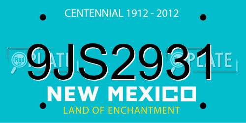 9JS2931 New Mexico License Plate
