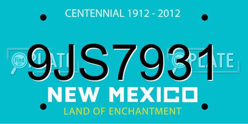 9JS7931 New Mexico License Plate
