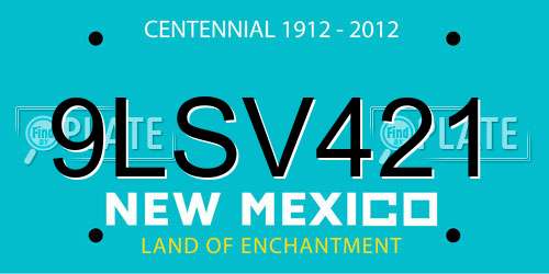 9LSV421 New Mexico License Plate