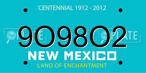 9O98O2 New Mexico License Plate