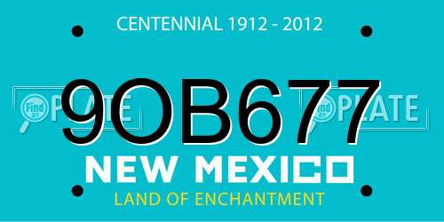 9OB677 New Mexico License Plate