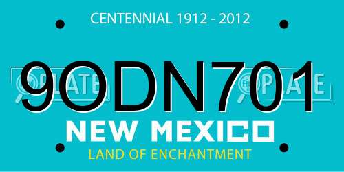 9ODN701 New Mexico License Plate