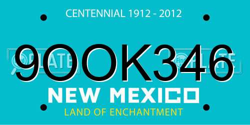 9OOK346 New Mexico License Plate