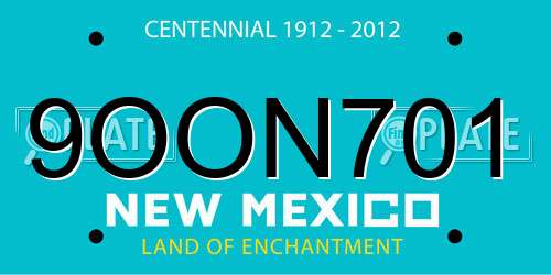 9OON701 New Mexico License Plate