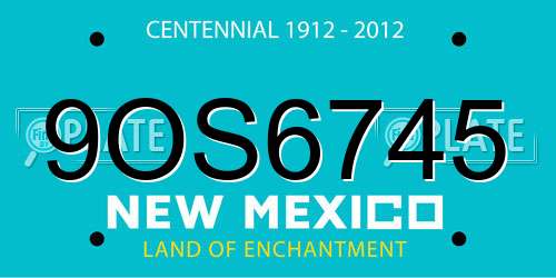 9OS6745 New Mexico License Plate