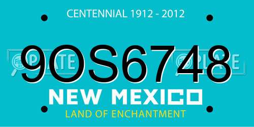 9OS6748 New Mexico License Plate