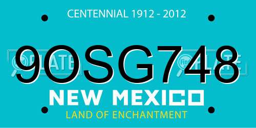 9OSG748 New Mexico License Plate