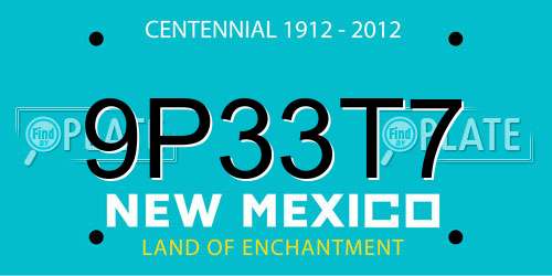 9P33T7 New Mexico License Plate
