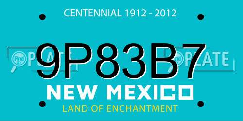 9P83B7 New Mexico License Plate