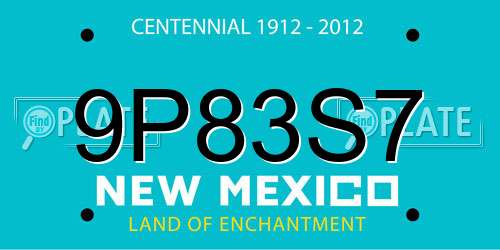 9P83S7 New Mexico License Plate