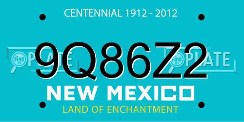 9Q86Z2 New Mexico License Plate