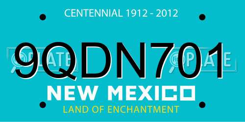 9QDN701 New Mexico License Plate
