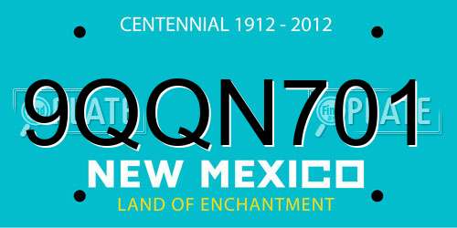 9QQN701 New Mexico License Plate