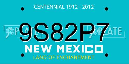 9S82P7 New Mexico License Plate