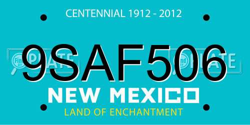 9SAF506 New Mexico License Plate