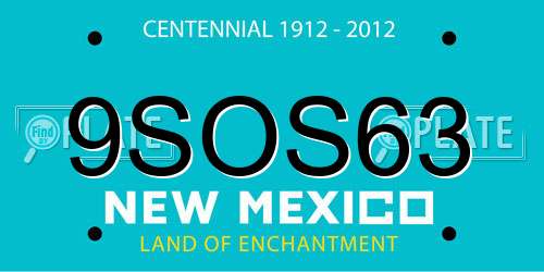 9SOS63 New Mexico License Plate