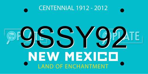 9SSY92 New Mexico License Plate