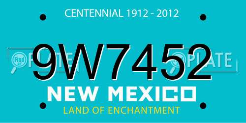 9W7452 New Mexico License Plate