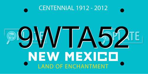 9WTA52 New Mexico License Plate