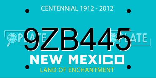 9ZB445 New Mexico License Plate