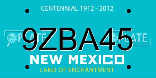 9ZBA45 New Mexico License Plate