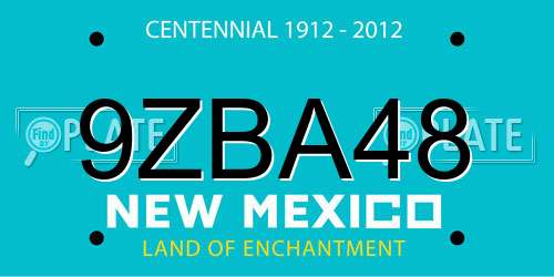 9ZBA48 New Mexico License Plate