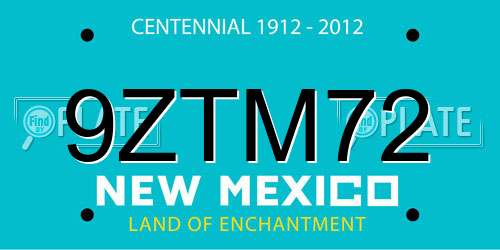 9ZTM72 New Mexico License Plate