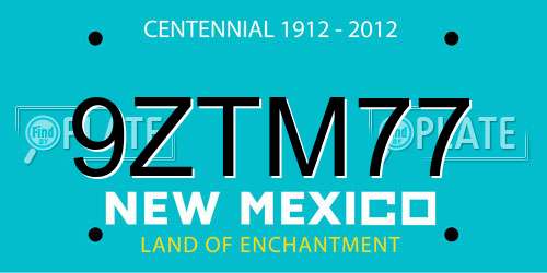 9ZTM77 New Mexico License Plate