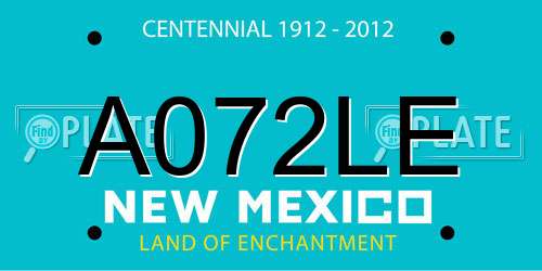 A072LE New Mexico License Plate