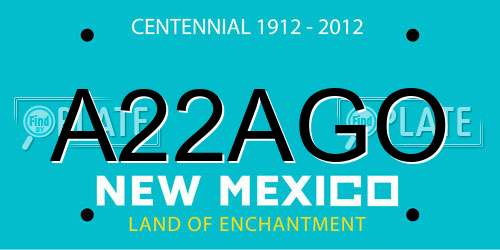 A22AGO New Mexico License Plate