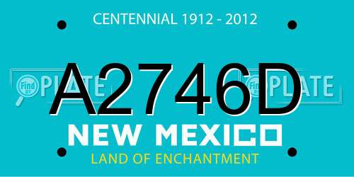 A2746D New Mexico License Plate