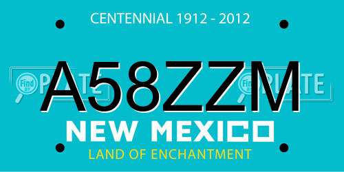A58ZZM New Mexico License Plate
