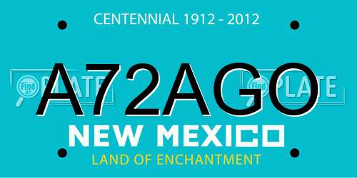 A72AGO New Mexico License Plate