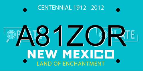 A81ZOR New Mexico License Plate