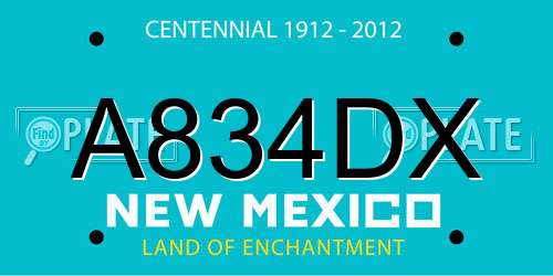 A834DX New Mexico License Plate