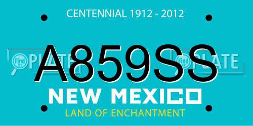 A859SS New Mexico License Plate