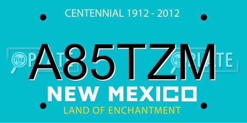 A85TZM New Mexico License Plate