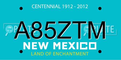 A85ZTM New Mexico License Plate