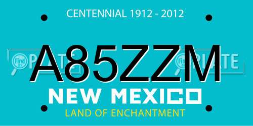 A85ZZM New Mexico License Plate