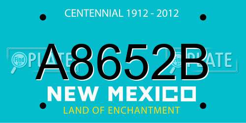 A8652B New Mexico License Plate