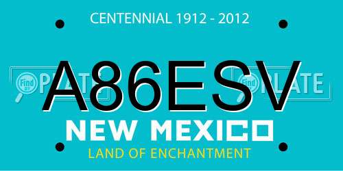 A86ESV New Mexico License Plate