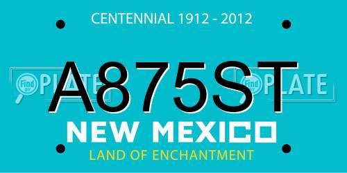 A875ST New Mexico License Plate