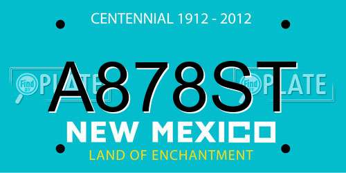 A878ST New Mexico License Plate