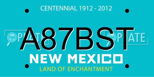 A87BST New Mexico License Plate
