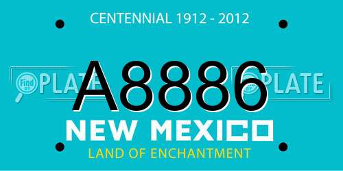 A8886 New Mexico License Plate