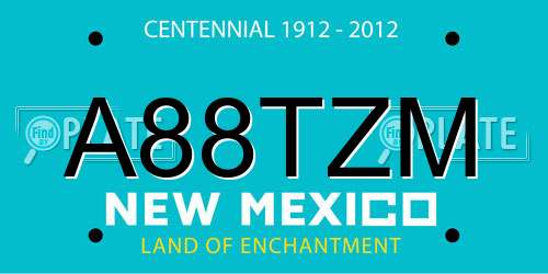 A88TZM New Mexico License Plate