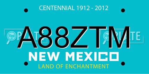 A88ZTM New Mexico License Plate