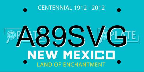 A89SVG New Mexico License Plate