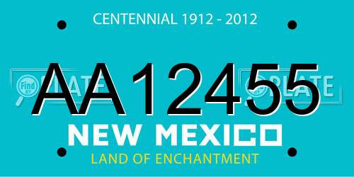 AA12455 New Mexico License Plate