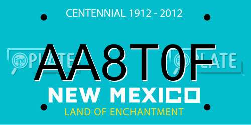 AA8T0F New Mexico License Plate